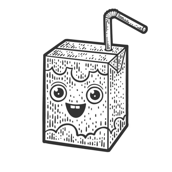 Cartoon Fruit Juice Sketch Engraving Vector Illustration Scratch Board Imitation — Vetor de Stock