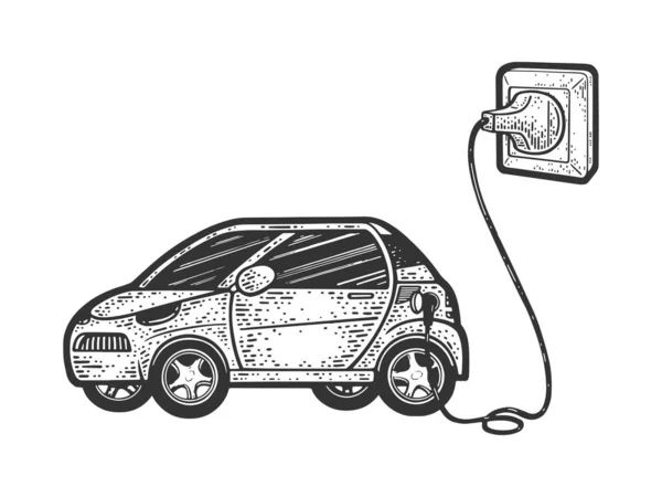 Electric Car Charging Power Outlet Socket Sketch Engraving Vector Illustration — Stock vektor