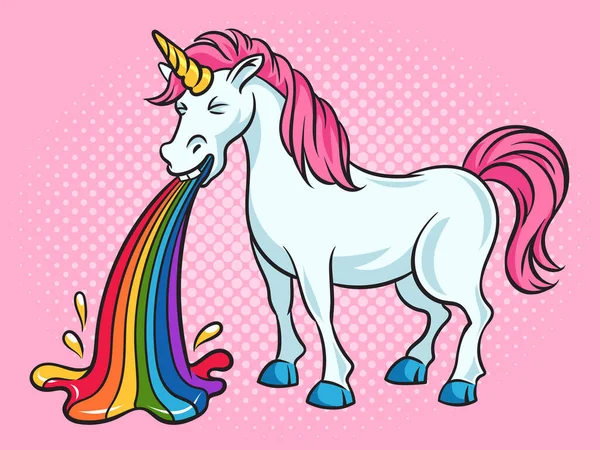 Unicorn Puke Vomit Rainbow Pop Art Retro Raster Illustration Comic — Stok Foto