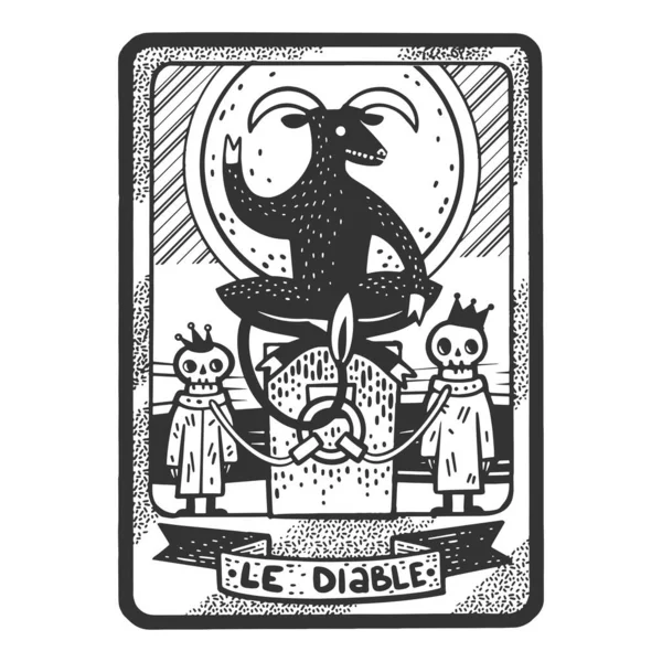 Tarot Playing Card Devil Satan Sketch Engraving Vector Illustration Shirt — Vector de stock