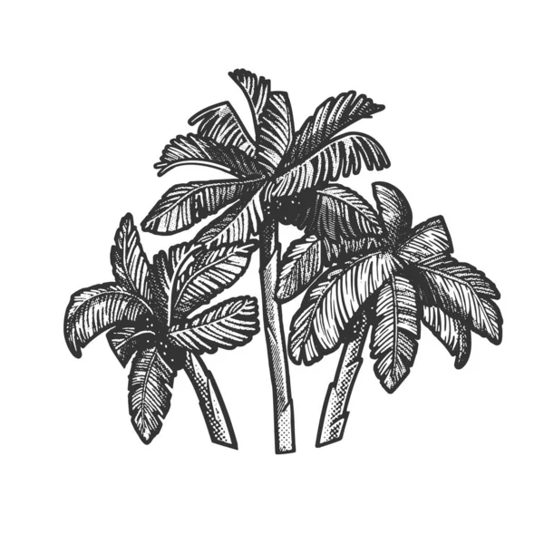 Palm Trees Sketch Halftone Pattern Raster Illustration Scratch Board Imitation — Stockfoto