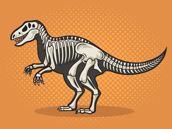 Dinosaur Tyrannosaur Skeleton Pop Art Retro Vector Illustration Comic Book — Vettoriale Stock