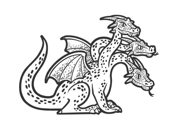 Zmei Gorynich Three Headed Dragon Serpent Russian Folktales Character Sketch — Image vectorielle