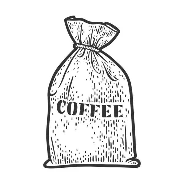 bag of coffee sketch engraving raster illustration. Scratch board imitation. Black and white hand drawn image.