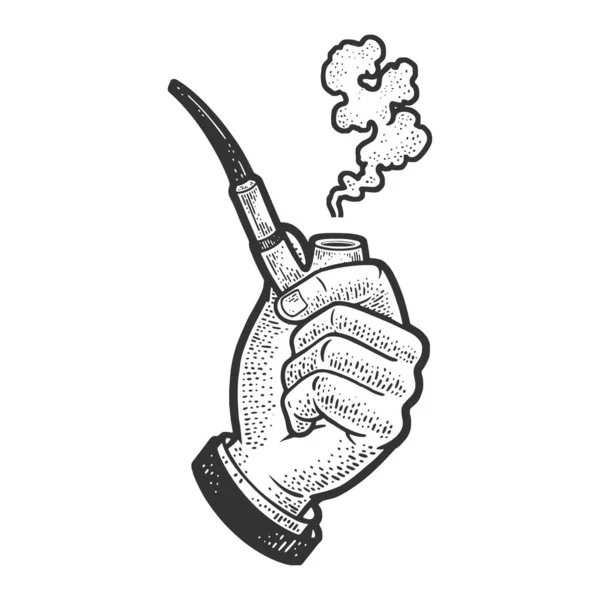 Hand Smoking Pipe Sketch Engraving Raster Illustration Scratch Board Imitation — Fotografia de Stock