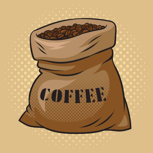 Bag Coffee Pinup Pop Art Retro Vector Illustration Comic Book — Stok Vektör