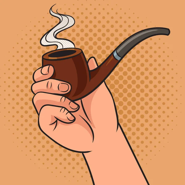 Hand Smoking Pipe Pinup Pop Art Retro Vector Illustration Comic — Vetor de Stock