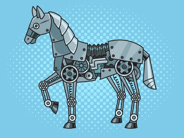 Robot Meccanico Cavallo Steampunk Macchina Pop Art Retro Raster Illustrazione — Foto Stock