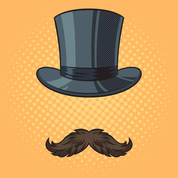 Moustache Gentleman Top Hat Pinup Pop Art Illustration Vectorielle Rétro — Image vectorielle