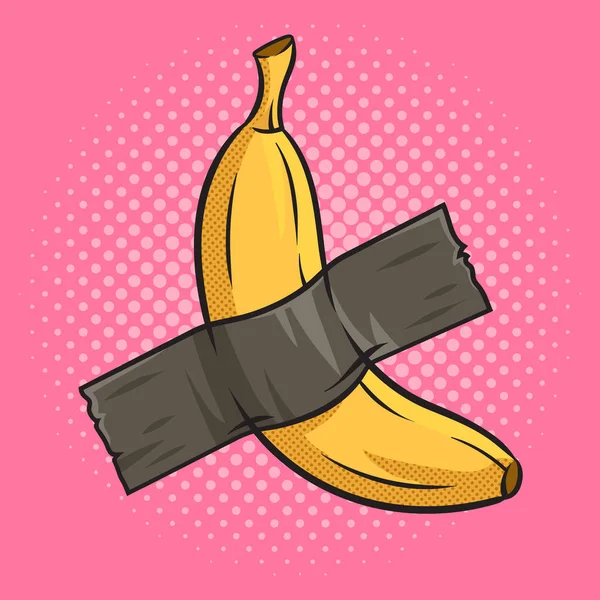 Banana Gravada Parede Por Fita Adesiva Arte Moderna Pinup Pop — Vetor de Stock