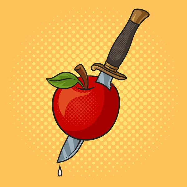 Knife Pierced Apple Pinup Pop Art Retro Raster Illustration Comic — Stock Photo, Image