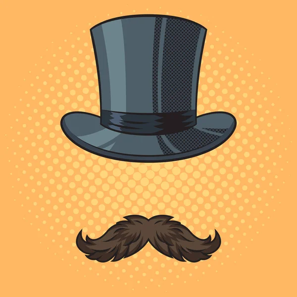 Gentleman Mustache Top Hat Pinup Pop Art Retro Raster Illustration — Stock Photo, Image