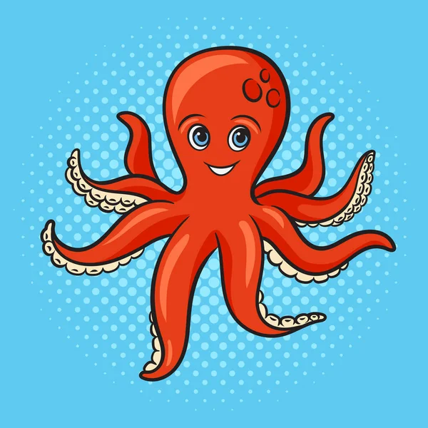 Kreslená Chobotnice Pinup Pop Art Retro Vektorové Ilustrace Imitace Stylu — Stockový vektor
