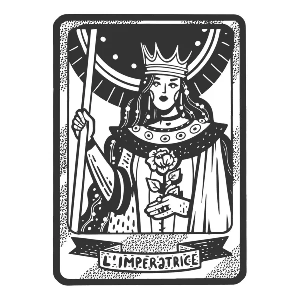 Tarot Playing Card Empress Sketch Engraving Vector Illustration 스크래치 손으로 — 스톡 벡터