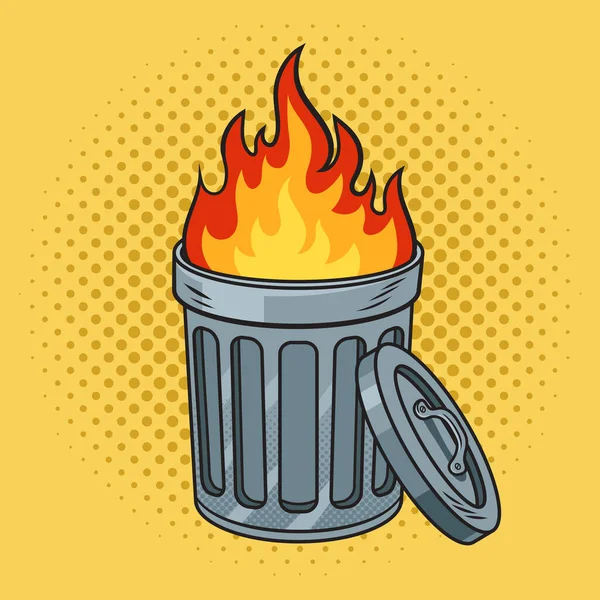 Φωτιά Κάδο Απορριμμάτων Pinup Βαρέλι Ποπ Τέχνη Ρετρό Διανυσματική Απεικόνιση — Διανυσματικό Αρχείο