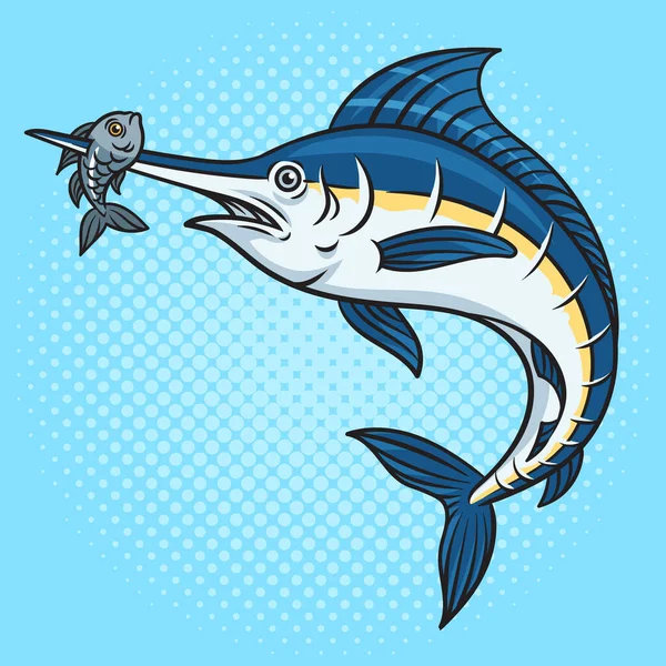 Marlin Swordfish Com Peixes Empalados Nariz Pinup Pop Art Retro —  Vetores de Stock