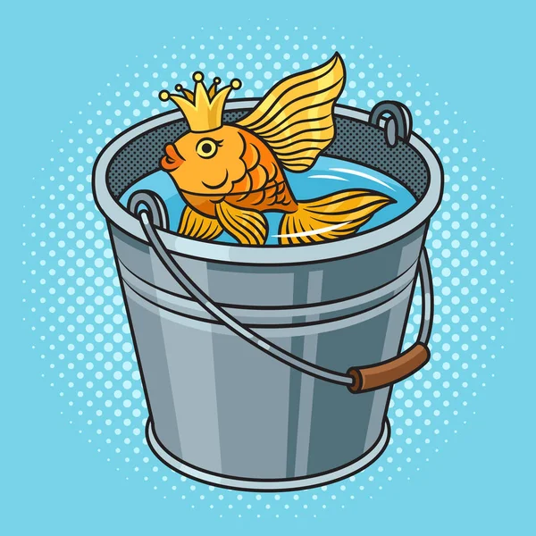 Goldfish Bucket Pinup Pop Art Retro Raster Illustration Imitación Estilo — Foto de Stock
