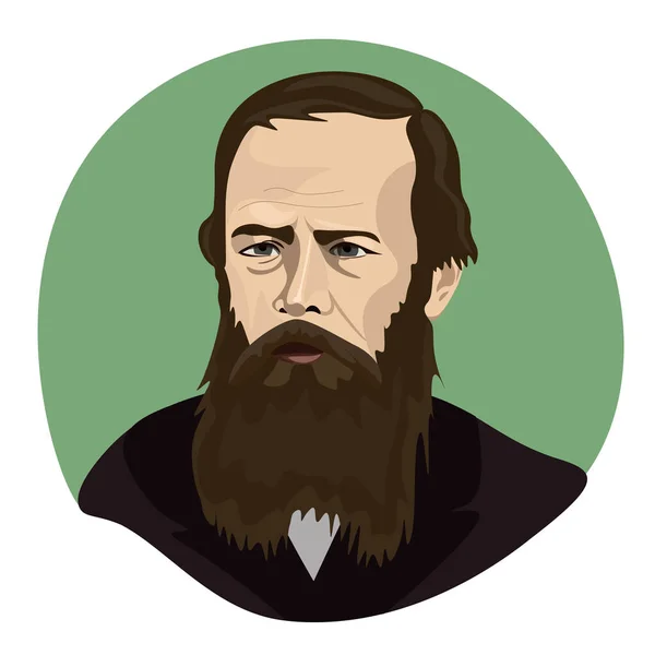 Fjodor Dostojevskij Ruský Spisovatel Vektorový Portrét — Stockový vektor