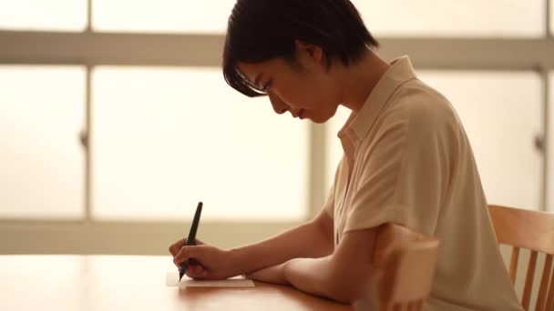 Kobieta Pisząca List Długopisem — Wideo stockowe