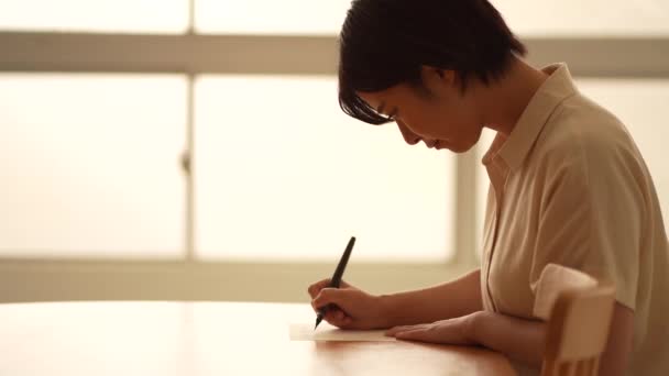 Kobieta Pisząca List Długopisem — Wideo stockowe