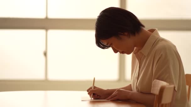 Bild Einer Frau Die Einen Brief Schreibt — Stockvideo