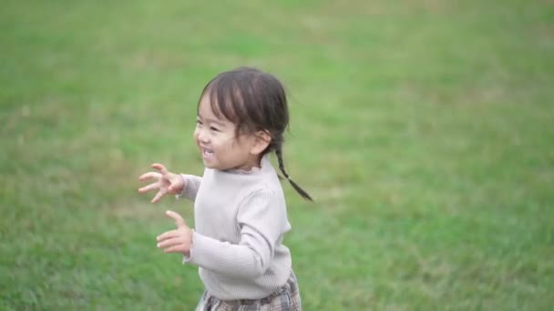 芝生の上を走る少女 — ストック動画