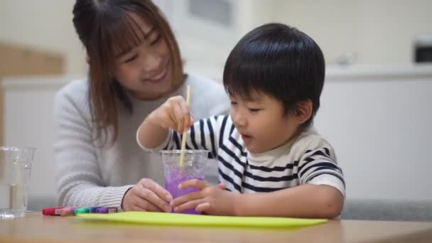 Parent Child Making Slime — Vídeos de Stock