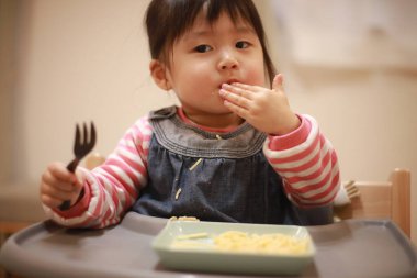 Image of a girl eating at home 