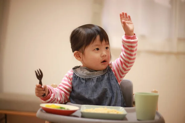 Image Girl Eating Home — стоковое фото