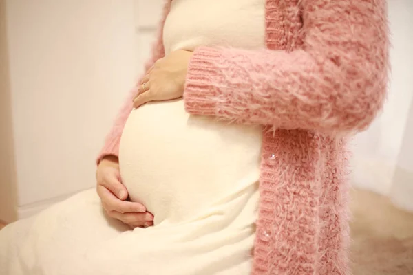 Image Young Pregnant Woman Home — Fotografia de Stock