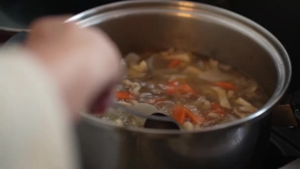 制作猪汤过程 — 图库视频影像
