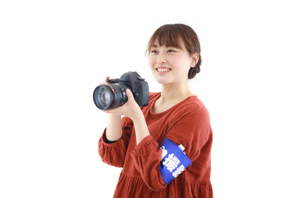 Junge Asiatische Frau Mit Kamera — Stockfoto