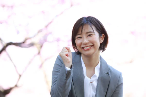 Beautiful Asian Businesswoman Fist Outdoors — Stock Photo, Image