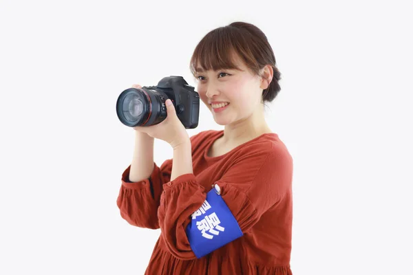 Junge Asiatische Frau Mit Kamera — Stockfoto