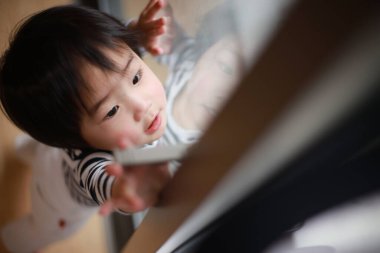 Sevimli küçük Asya çocuk portre