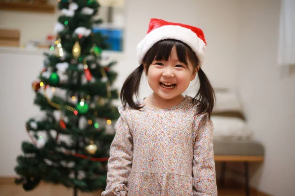 Mignonne Petite Fille Profiter Noël — Photo