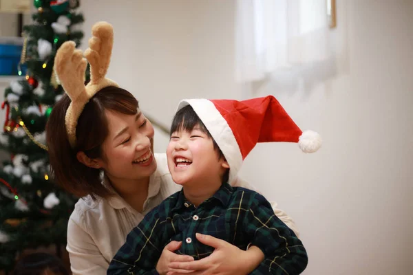 Šťastný Matka Syn Vánoce — Stock fotografie