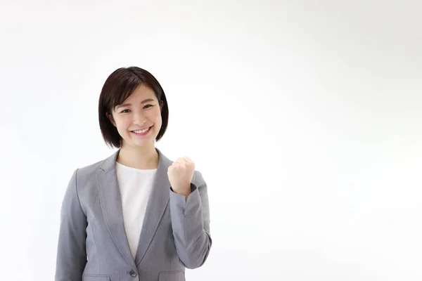 Young Asian Business Woman Showing Fist Isolated Background — Stock Photo, Image