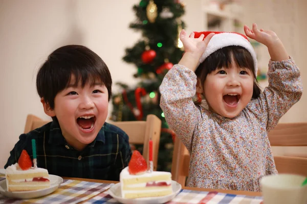 Imagem Crianças Felizes Com Natal — Fotografia de Stock