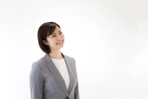 Ung Asiatisk Affärskvinna Ler Isolerad Bakgrund — Stockfoto