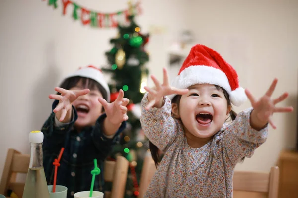 Imagem Crianças Felizes Com Natal — Fotografia de Stock