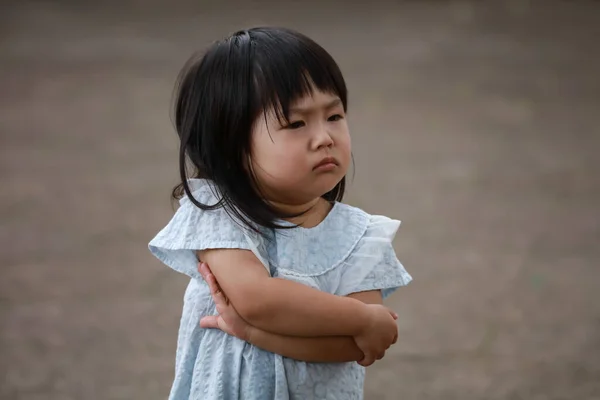 Portrait Angry Asian Little Girl — Stock Photo, Image