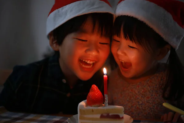 Image Enfants Heureux Avec Noël — Photo