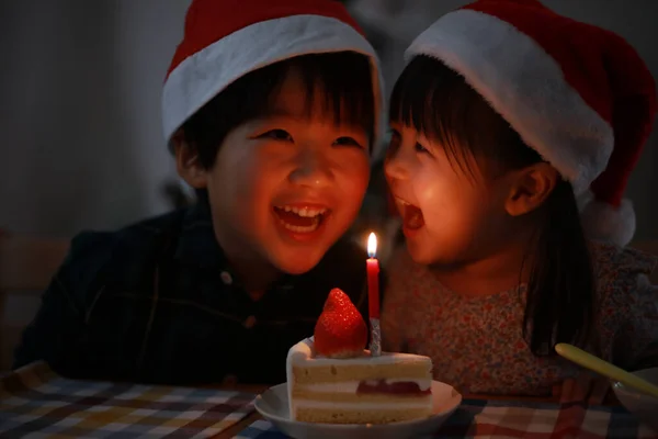 Image Enfants Heureux Avec Noël — Photo