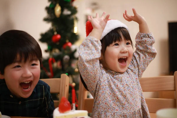 Imagem Crianças Felizes Com Natal — Fotografia de Stock