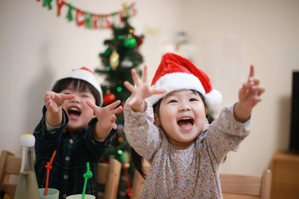 Imagem Crianças Felizes Com Natal — Fotografia de Stock