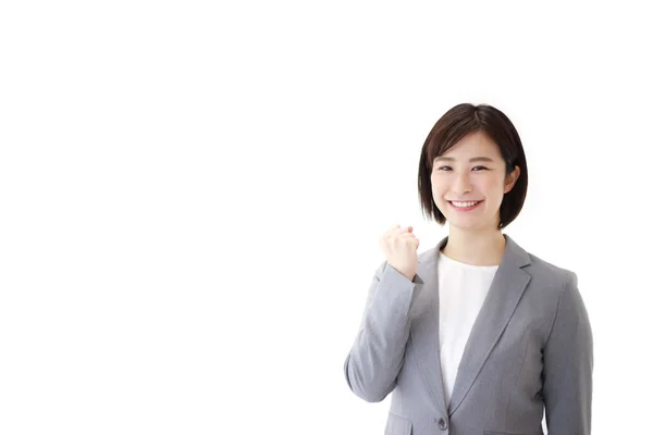 Young Asian Business Woman Fist Isolated Background — Stock Photo, Image