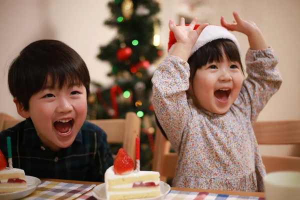 Imagem Crianças Felizes Com Natal — Fotografia de Stock