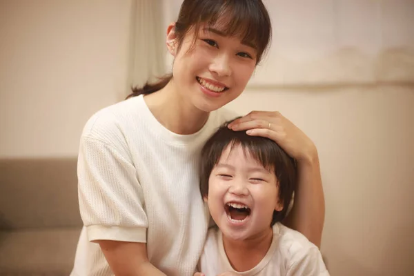 Portrait Asian Mother Her Son — Stock Photo, Image