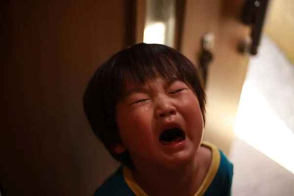 Asiático Triste Pequeño Niño Llorando — Foto de Stock